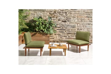 Loungegrupp med bord Beliani Frascati Grönt/ljust trä, 2-Sits Green||Light wood - Havemøbler - Balkon - Balkonmøbler - Altansæt