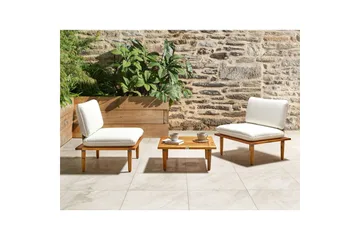 Loungegrupp med bord Beliani Frascati Grönt/ljust trä, 2-Sits White||Light wood - Havemøbler - Balkon - Balkonmøbler - Altansæt
