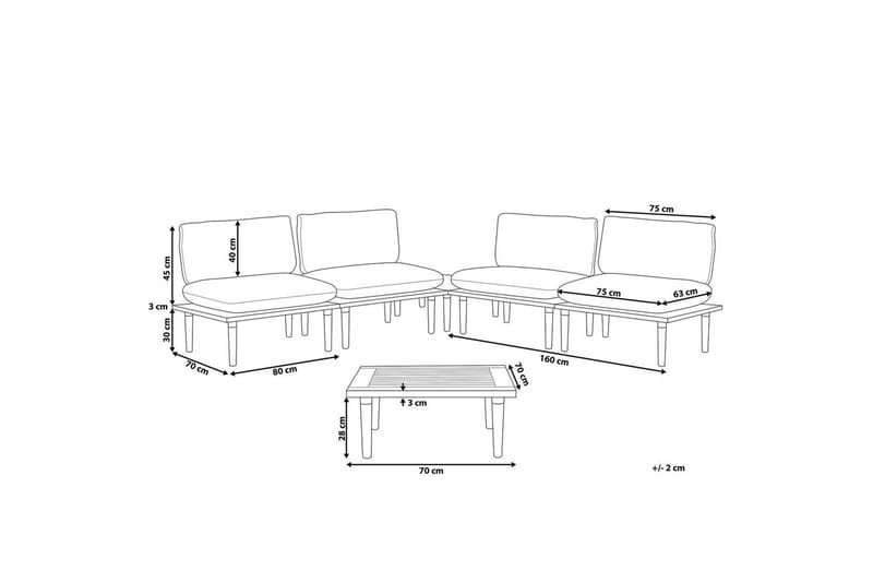 Loungegrupp med bord Beliani Frascati Grönt/ljust trä, 4-Sits Green||Light wood - Havemøbler - Loungemøbler - Sofagrupper udendørs