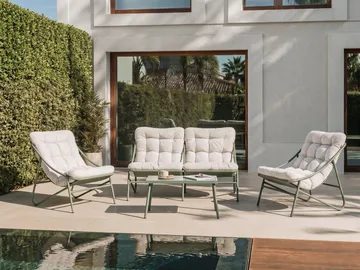 Loungegruppe 4-personers Molveno - Grøn - Havemøbler - Balkon - Balkonmøbler - Altansæt