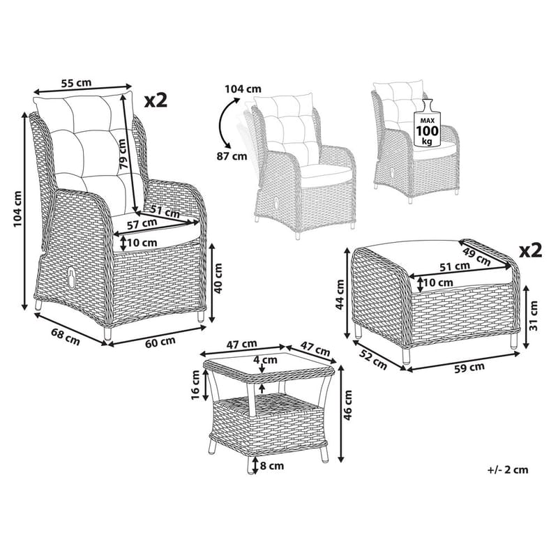 Loungesæt Ponza - Havemøbler - Balkon - Balkonmøbler - Altansæt