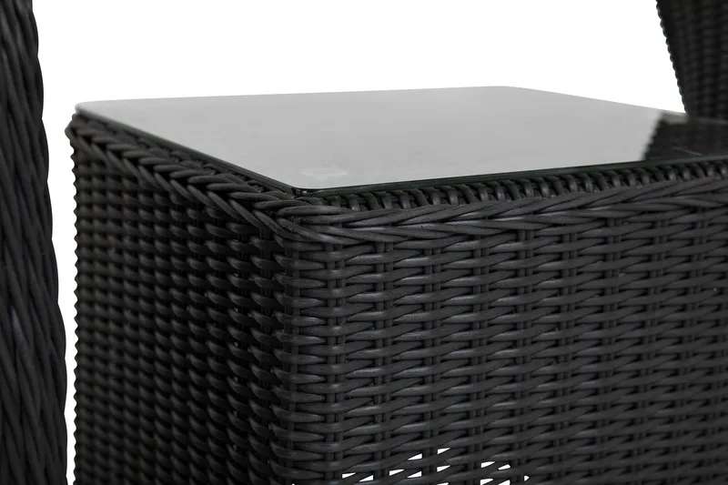 Marcus cafésæt med 2 Light lænestole med hynde - Sort - Havemøbler - Balkon - Balkonmøbler - Altansæt