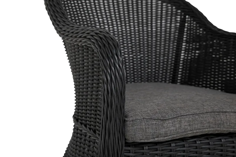 Marcus cafésæt med 2 Light lænestole med hynde - Sort - Havemøbler - Balkon - Balkonmøbler - Altansæt