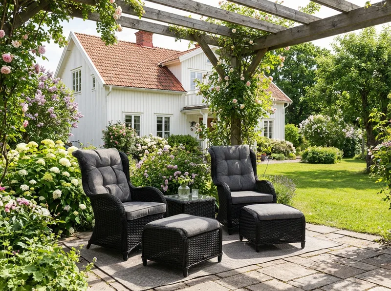 Marcus fodskammel til ørelapstol - Sort - Havemøbler - Balkon - Balkonmøbler - Altanstole