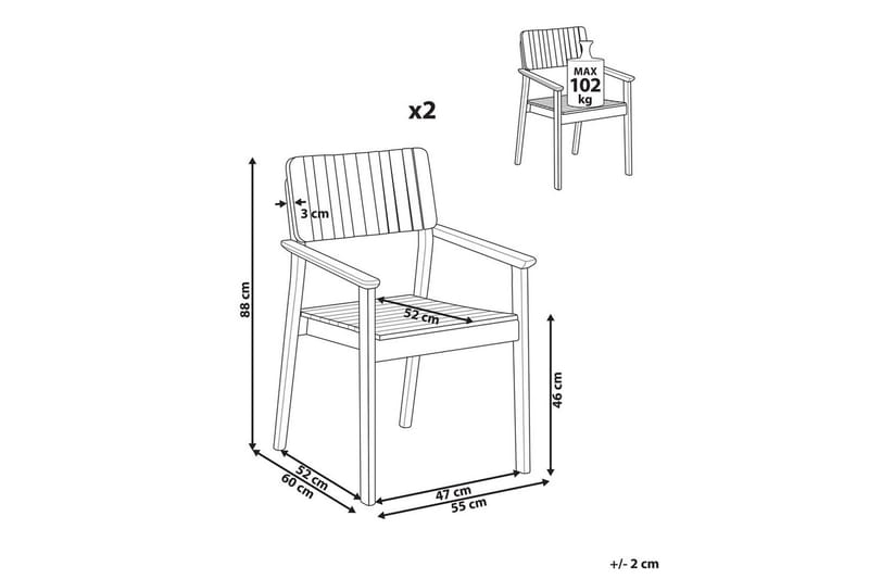 Matstol Beliani Agello set om 2 Light wood - Havemøbler - Balkon - Balkonmøbler - Altanstole
