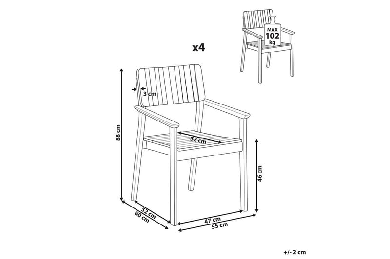 Matstol Beliani Agello set om 4 Light wood - Havemøbler - Balkon - Balkonmøbler - Altanstole