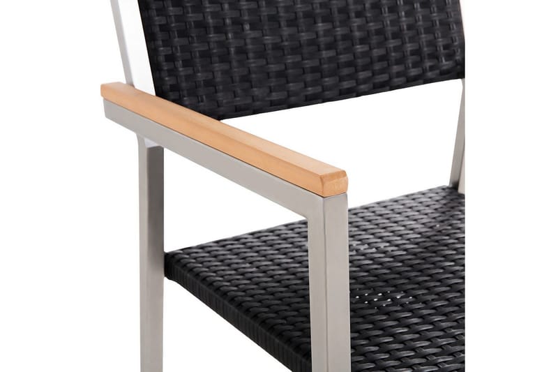 Matstol Beliani Grosseto set om 6 Sandbeige/silver/ljust trä Black||Silver - Havemøbler - Balkon - Balkonmøbler - Altanstole