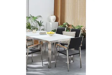 Matstol Beliani Grosseto set om 6 Sandbeige/silver/ljust trä Black||Silver - Havemøbler - Balkon - Balkonmøbler - Altanstole