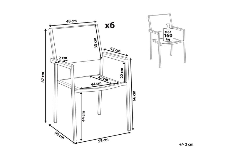 Matstol Beliani Grosseto set om 6 Sandbeige/silver/ljust trä Sand beige||Silver||Light wood - Havemøbler - Balkon - Balkonmøbler - Altanstole