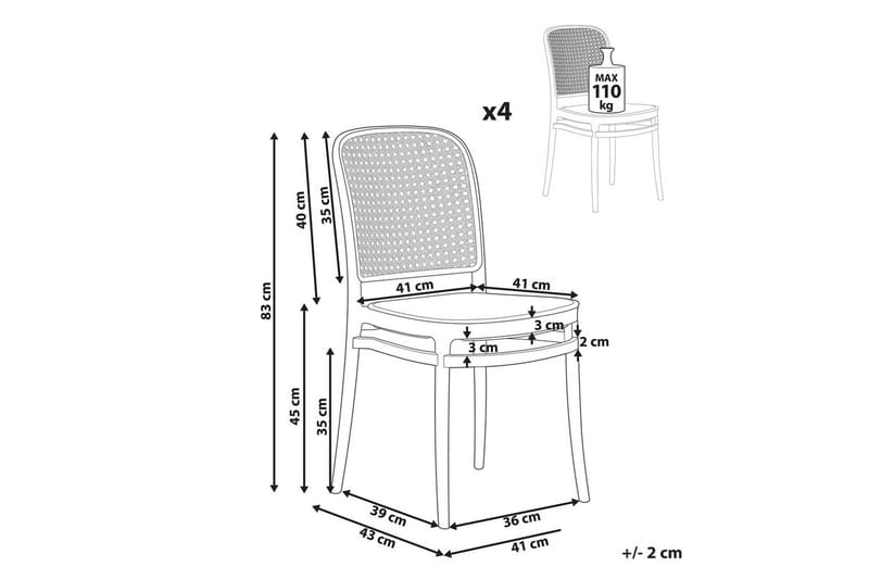 Matstol Beliani Plose set om 4 Beige - Havemøbler - Balkon - Balkonmøbler - Altanstole