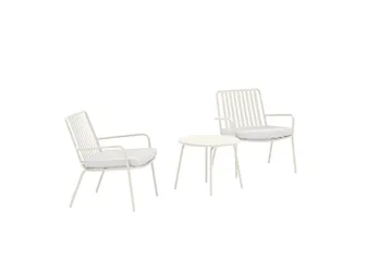 Mykonos cafésæt udendørs - Hvid - Havemøbler - Balkon - Balkonmøbler - Altansæt
