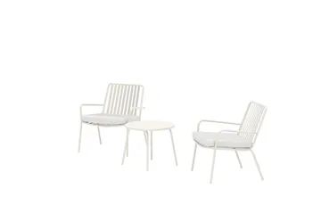 Mykonos cafésæt udendørs - Hvid - Havemøbler - Balkon - Balkonmøbler - Altansæt