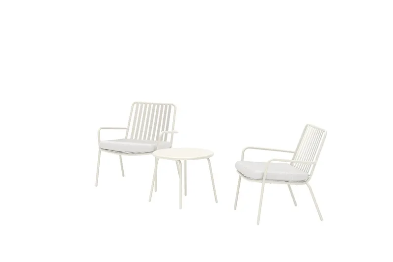 Mykonos cafésæt udendørs - Hvid - Havemøbler - Balkon - Balkonmøbler - Altansæt