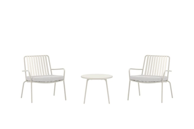 Mykonos cafésæt udendørs - Hvid - Havemøbler - Balkon - Balkonmøbler - Altansæt