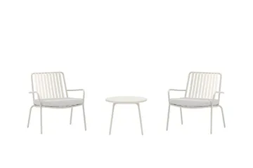 Mykonos cafésæt udendørs - Hvid - Havemøbler - Balkon - Balkonmøbler - Altansæt