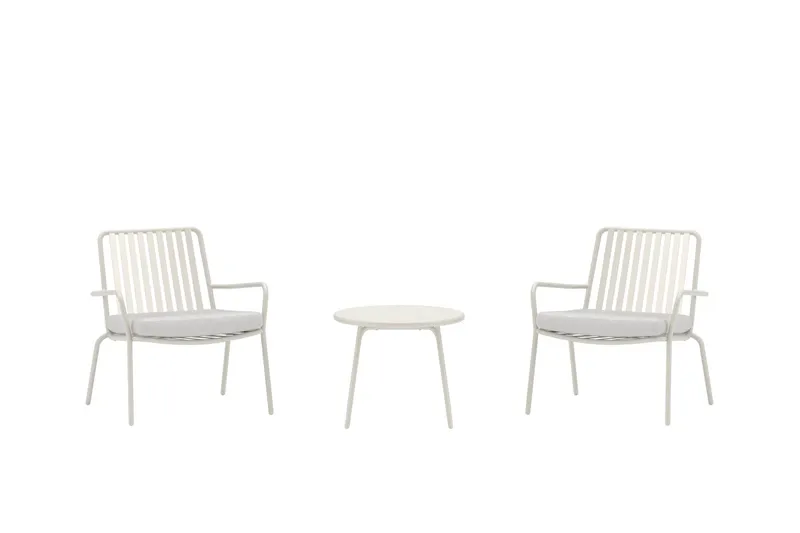 Mykonos cafésæt udendørs - Hvid - Havemøbler - Balkon - Balkonmøbler - Altansæt