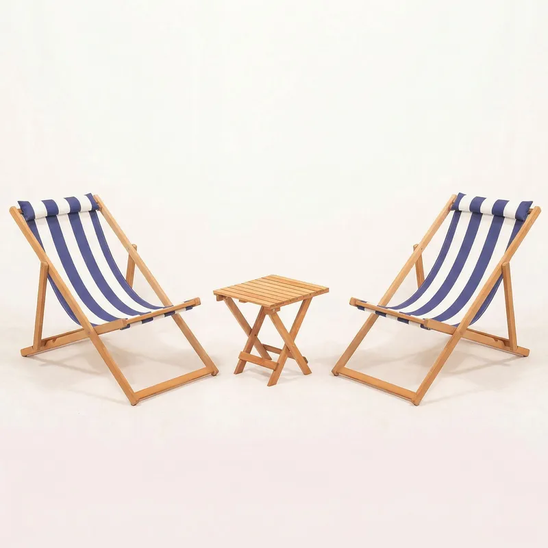 Netira Loungesæt med bord udendørs - Blå og hvid - Havemøbler - Balkon - Balkonmøbler - Altansæt