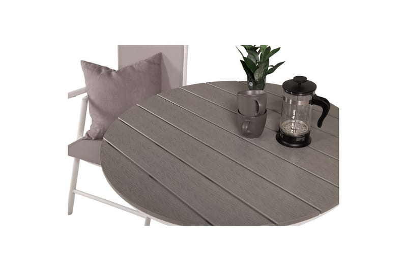 Parma Cafésæt Ø90 cm + 2 Break Positionsstole Hvid/Grå - Venture Home - Havemøbler - Balkon - Balkonmøbler - Altansæt