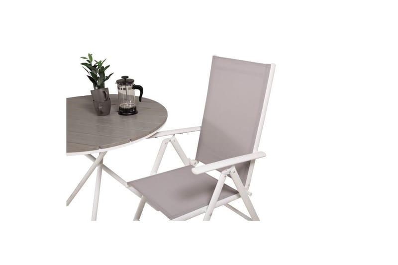Parma Cafésæt Ø90 cm + 2 Break Positionsstole Hvid/Grå - Venture Home - Havemøbler - Balkon - Balkonmøbler - Altansæt