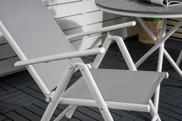 Parma Cafésæt Ø90 cm + 2 Break Positionsstolee - Hvid/Grå - Havemøbler - Balkon - Balkonmøbler - Altansæt