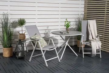 Parma Cafésæt Ø90 cm + 2 Break Positionsstolee - Hvid/Grå - Havemøbler - Balkon - Balkonmøbler - Altansæt