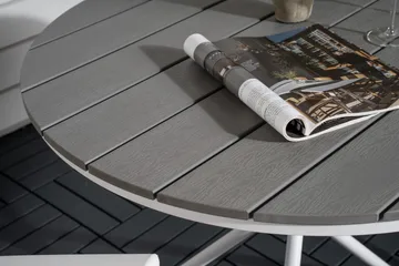 Parma Cafésæt Ø90 cm + 2 Break Positionsstolee - Hvid/Grå - Havemøbler - Balkon - Balkonmøbler - Altansæt