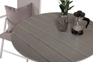 Parma Cafésæt Ø90 cm + 2 Break Positionsstolee - Hvid/Grå - Havemøbler - Balkon - Balkonmøbler - Altansæt