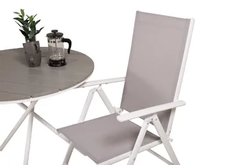 Parma Cafésæt Ø90 cm + 2 Break Positionsstolee - Hvid/Grå - Havemøbler - Balkon - Balkonmøbler - Altansæt