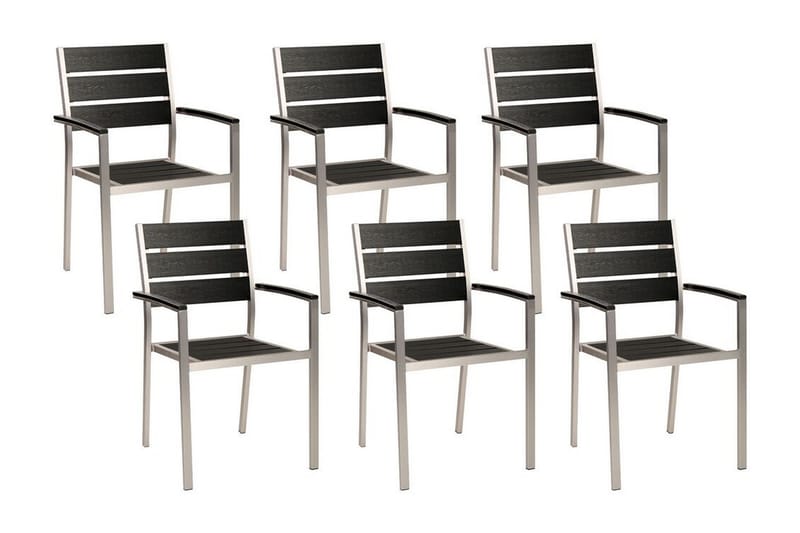 Pereta Armstol 6 stk - Sort/Sølv - Havemøbler - Balkon - Balkonmøbler - Altanstole
