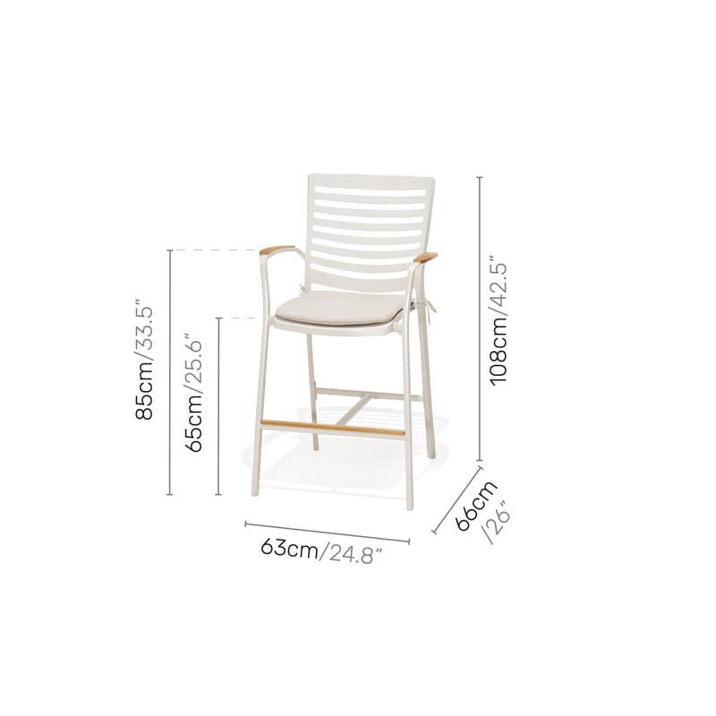 Portals Bar Sæt bord + 4 barstole - Lys Ecru/Koralsand - Havemøbler - Havestole - Barskammel