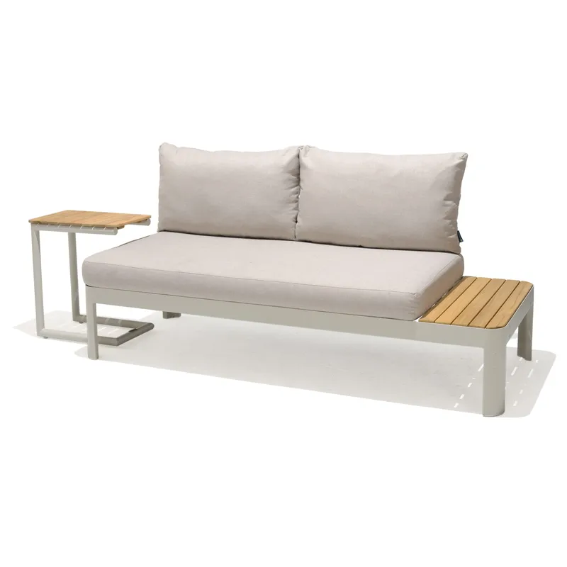 Portals Modul Sæt 2-personers sofa + C-form sidebord, Beige/Træ