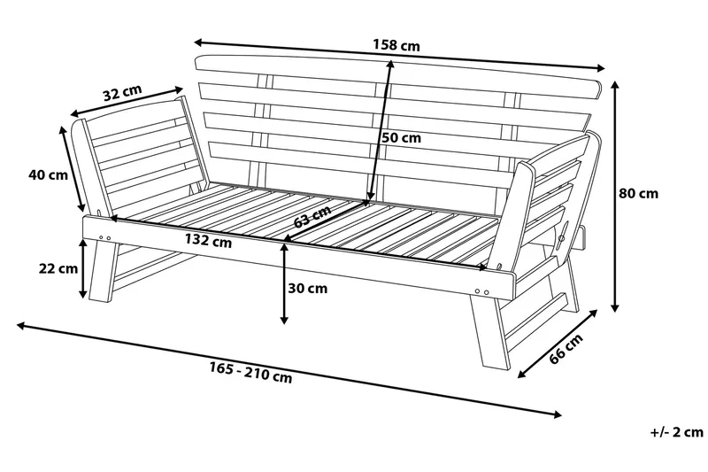 Portici Havesofa 210 cm - Træ / natur - Havemøbler - Balkon - Balkonmøbler - Altanbænke