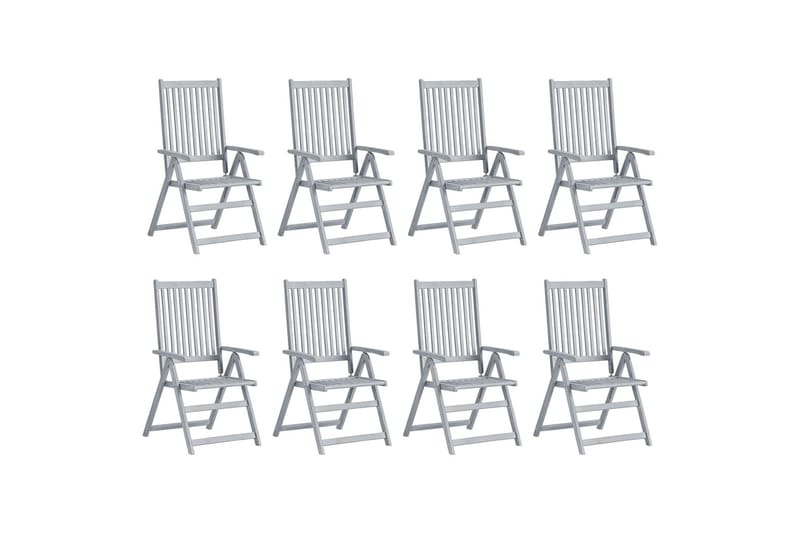 positionsstole 8 stk. med hynder akacietræ grå - Grå - Spisebordsstole udendørs - Altanstole