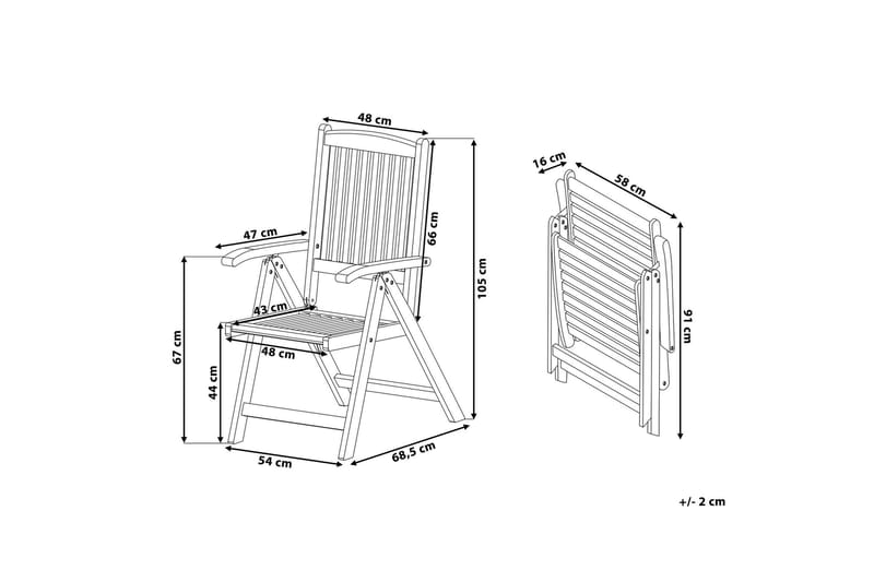 Riliegh Stol med Hynde 2stk - Akacie/Grafitgrå - Spisebordsstole udendørs - Altanstole