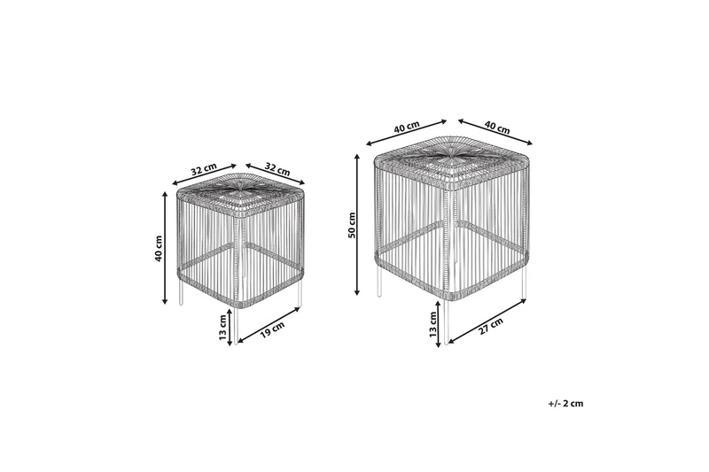 Rimouski Sidebord 40x40 cm - Natur/Sort - Havemøbler - Balkon - Balkonmøbler - Altanborde