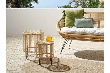 Rimouski Sidebord 40x40 cm - Natur/Sort - Havemøbler - Balkon - Balkonmøbler - Altanborde