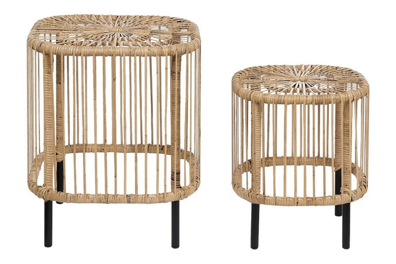 Rimouski Sidebord 40x40 cm - Natur/Sort - Havemøbler - Balkon - Balkonmøbler - Altanborde