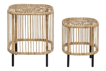 Rimouski Sidebord 40x40 cm - Natur/Sort - Havemøbler - Balkon - Balkonmøbler - Altanborde