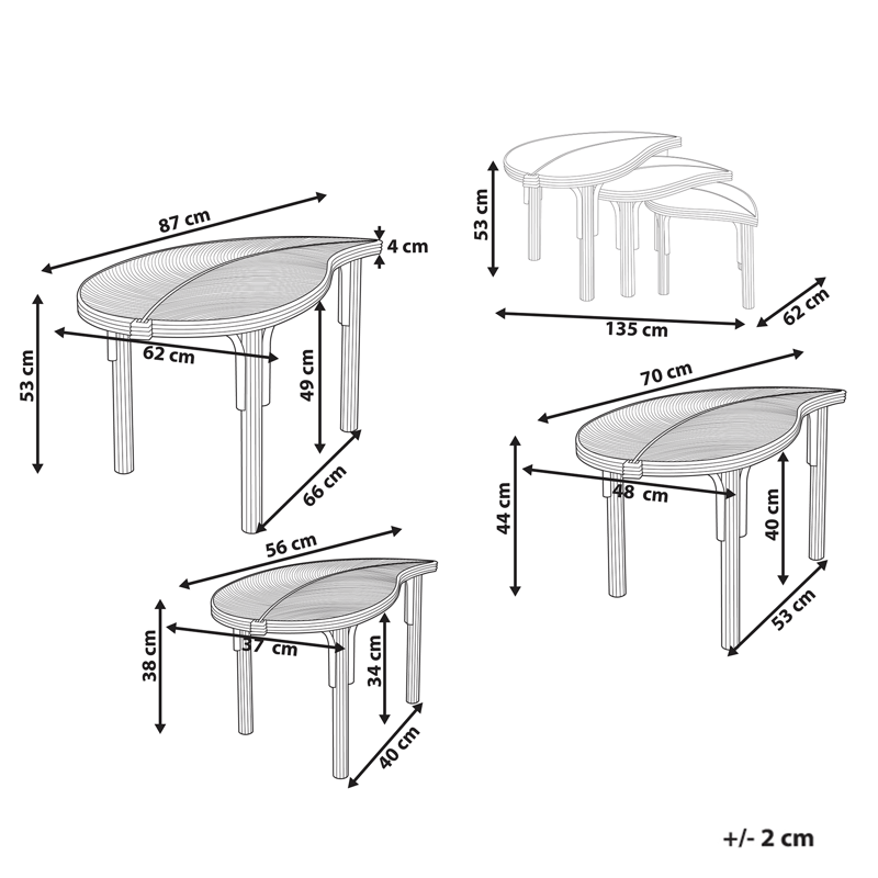 Sæt med 3 sofaborde udendørs Paralia rattan - Natur/Beige - Havemøbler - Balkon - Balkonmøbler - Altanborde