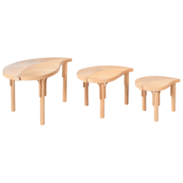 Sæt med 3 udendørs sofaborde Paralia i rattan - Natur/Beige - Havemøbler - Balkon - Balkonmøbler - Altanborde