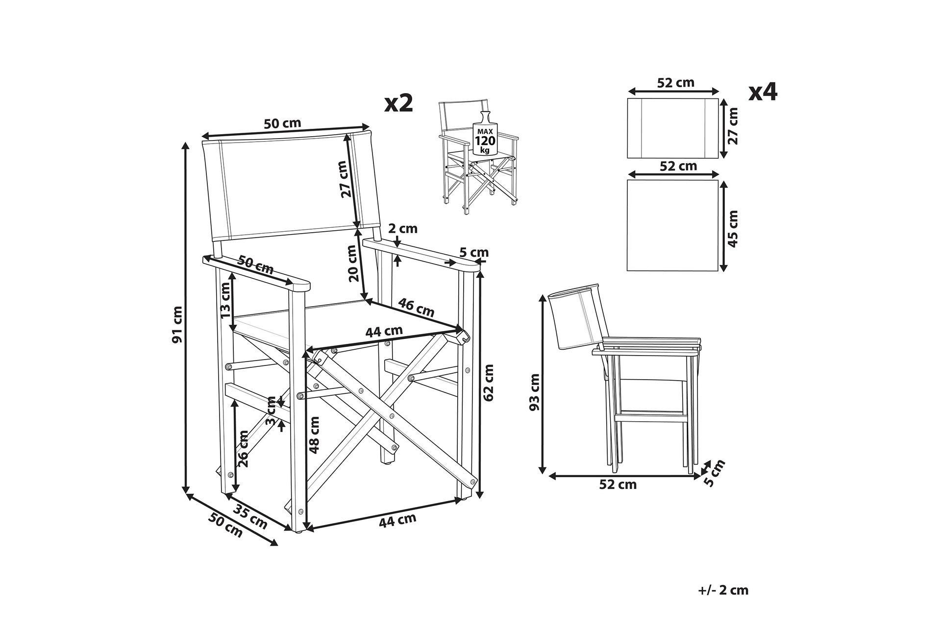 Salve Armstol 2 stk - Grå/Brun/Grøn - Havemøbler - Balkon - Balkonmøbler - Altanstole