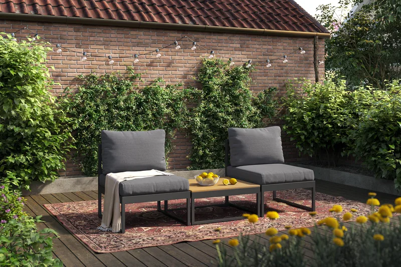 Samira Loungeset Udendørs - Grå - Havemøbler - Balkon - Balkonmøbler - Altansæt