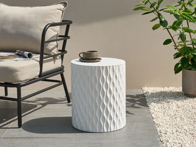 Sidebord udendørs Antelao 37 cm terrazzoeffekt - Hvid - Havemøbler - Balkon - Balkonmøbler - Altanborde