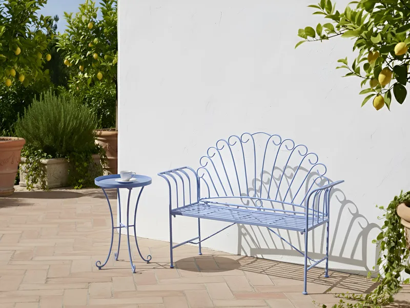 Sidebord udendørs Cavinia 40 cm Jern - Lyseblå - Havemøbler - Balkon - Balkonmøbler - Altanborde