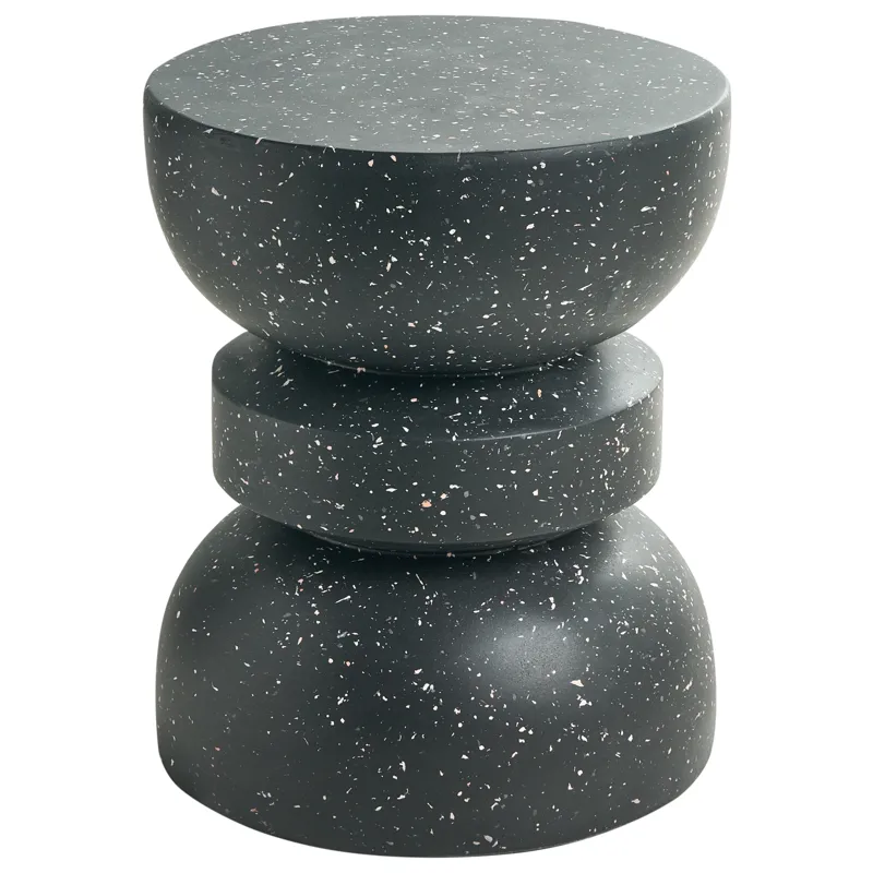 Sidebord udendørs Faliro 37 cm 37 cm terrazzoeffekt, Sort