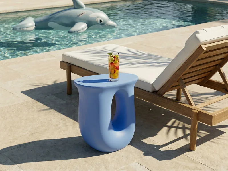 Sidebord udendørs Idro 42 cm - Blå - Havemøbler - Balkon - Balkonmøbler - Altanborde