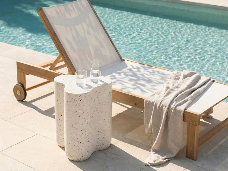 Sidebord udendørs Tellaro 32x37 cm terrazzoeffekt - Hvid - Havemøbler - Balkon - Balkonmøbler - Altanborde