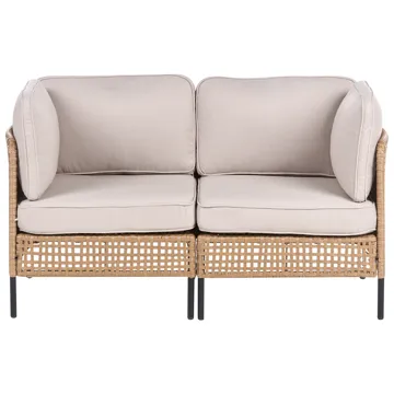 Sofa udendørs 2-personers Omegana kunstflet - Beige/Sort - Havemøbler - Havesofaer & bænke