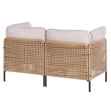 Sofa udendørs 2-personers Omegana kunstflet - Beige/Sort - Havemøbler - Havesofaer & bænke