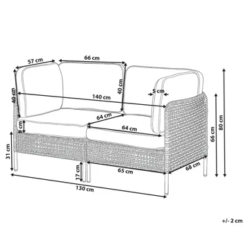 Sofa udendørs 2-personers Omegana kunstflet - Beige/Sort - Havemøbler - Havesofaer & bænke